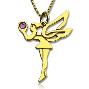 Delicate Fairy Birthstone Necklace for Girlfriend Gold Plated Silver 925