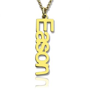 Cute Custom Vertical Name Necklace in Gold