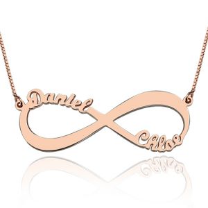 18k Rose Gold Double Name Infinity Necklace