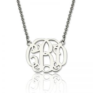Gorgeous Personalized Small Celebrity Monogram Necklace In Sterling Silver