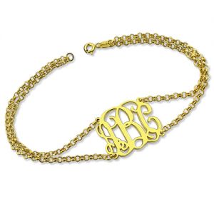 Outstanding Outlook Personalized Double Chain Monogram Bracelet 18K Gold Plated