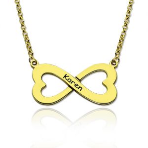 Exuberant Personalized Gold Infinity Heart-Shaped Name Necklace