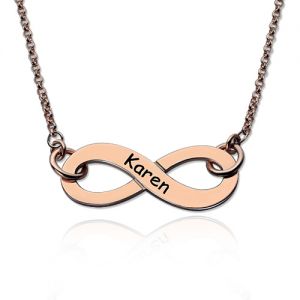 Top quality Engraved Infinity Name Necklace In Rose Gold Plated