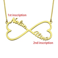 Personalized Infinity 2 Hearts & Names Necklace 18K Gold Plated