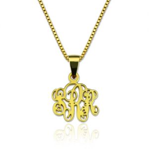 Glittering Personalized Gold Plated Silver XS Monogram Necklace