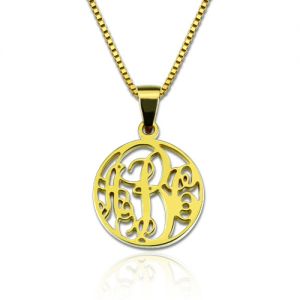 Collana con monogramma XS Circle personalizzata in argento placcato oro