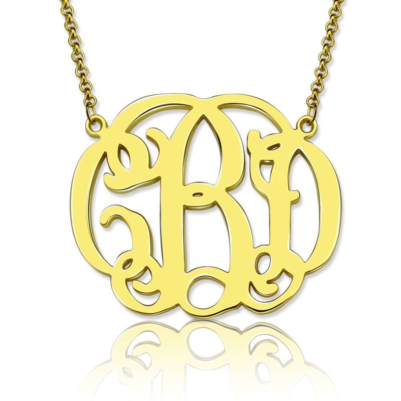 18K Gold Custom Celebrity Monogram Initial Necklace Unique Gift