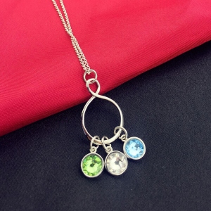 Personalized Infinity Birthstone Charm Necklace