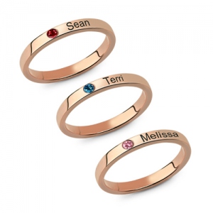 Mother's Stackable Name Ring With Birthstone UK Size