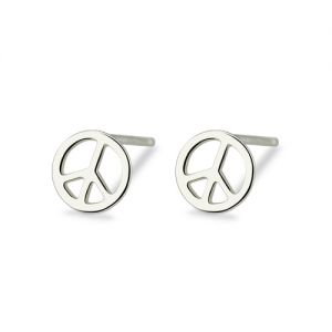 Peace Sign Stud Earring Sterling Silver