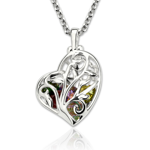 family tree necklace with birthstones