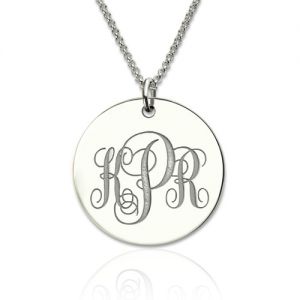 A Skillful Manufacture Engravable Disc Monogram Initials Necklace Sterling Silver