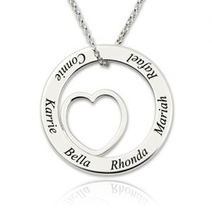 Engraved Love Circle Name Necklace Sterling Silver