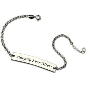 Sterling Silver Exquisite Engraved Name Bar Bracelet For Her