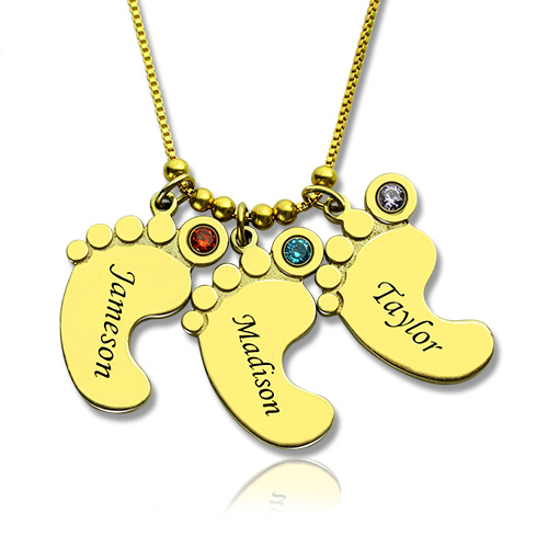 necklace with feet charms