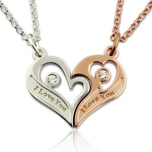 Couple's Breakable Heart Love Necklace With Birthstones