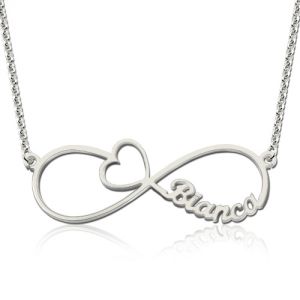 Infinity Heart Necklace With Name Sterling Silver