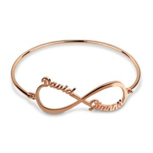 Custom Infinity 2 Names Bangle In Rose Gold