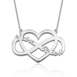 Customized Infinity and Heart Name Necklace Sterling Silver