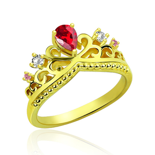 Romantic Birtshtones Princess Crown Gold Plated