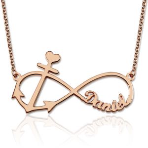 Anchor Infinity Name Necklace In Rose Gold