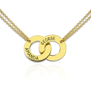Custom Interlocking Circle Name Necklace Gold Plated Silver