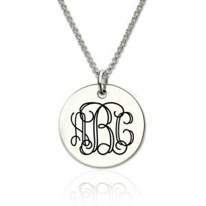 Exquisite Engraved Disc Sterling Silver Monogram Necklace
