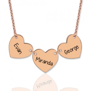 Custom Engraved Heart Name Necklace In Rose Gold