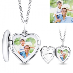 Personalized Heart Photo Locket Engravable Name or Date