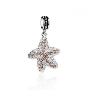 White Gold Plated Sterling Silver Starfish Charm