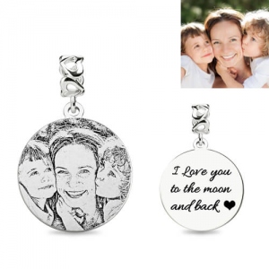 Custom Circle Sterling Silver Engravable Photo Charm