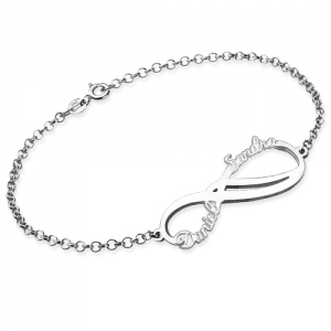 Personalized Infinity 2 Names Bracelet Sterling Silver