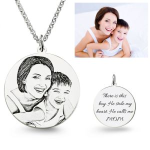 Silver Sterling / Stainless Steel Noble Personalized Photo Engraved Necklace