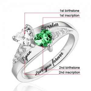 heart birthstone ring	