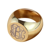 Circle Design Signet Monogram Initial Ring Rose Gold