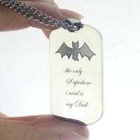 Titanium Steel Man's Dog Tag Bat Name Necklace