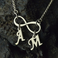 Personalized Infinity Necklace with Double Initials Sterling Silver
