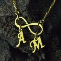 Infinity Pendant Double Initial 18K Gold Plated