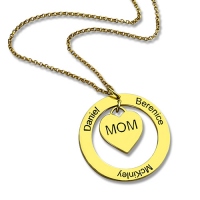 Cute Circle Family Names Necklace For Mom Gold Plating