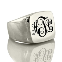 Personalized Signet Ring Sterling Silver with Monogram