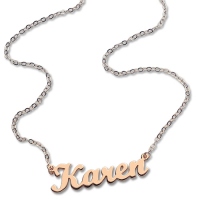 Solid Rose Gold Karen Style Name Necklace
