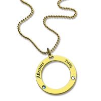 Circle of Love Name Necklace with Birthstone
