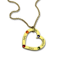  Birthstone Heart Name Necklace