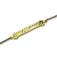 Cut Out Name Bracelet With Birthstone Gold
