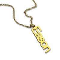 Vertical Name Necklace Gold