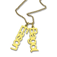Family Vertical Names Necklace Gold