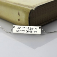Custom Silver Latitude Longitude Coordinates Address Necklace