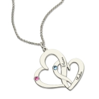 Hearts Name Silver Necklace