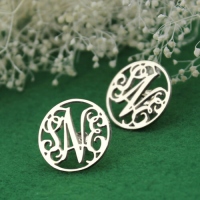 circle monogram earring