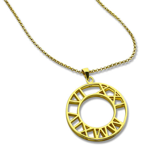 roman numeral circle necklace